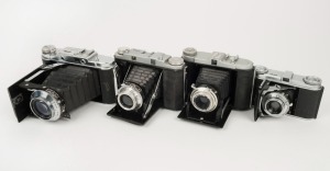 VARIOUS MANUFACTURERS: A selection of mid 20th-century vertical- and horizontal-folding cameras, including models from Foitzik, Franka Werke, and Voigtländer. (4 cameras)