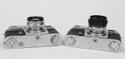 KIEV ARSENAL: Two Contax-copy rangefinder cameras - one 1982 Kiev-4am [#8248862] with 53mm f8 lens [#8298334] and finder attachment, and one 1979 Kiev-4 [#7927172] with 53mm f2 lens [#8026430]. (2 cameras) - 4
