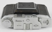 MAMIYA: Mamiya-6 IV horizontal-folding camera [#39191], circa 1951, with Zuiko 75mm f3.5 lens [#39089] and Seikosha-Rapid shutter. 'Made in Occupied Japan' embossed into the leather on the side.  - 4