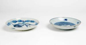 Two Chinese blue and white saucer dishes, 18th and 19th century, 20cm and 22cm diameter