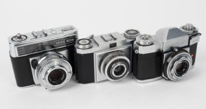 ZEISS IKON: Three 35mm cameras - one Contaflex II 862/24 [#E 7412], one Contessamat SBE [#F 87274], and one Contina Ia [#6 88707], all circa late 1950s. (3 cameras)