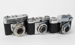 ZEISS IKON: Three 35mm cameras - one Contaflex II 862/24 [#G 69794], one Contessamat SBE [#C 69366], and one Contina Ia [#R 27894], all circa late 1950s. (3 cameras)