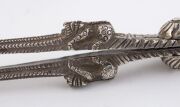 Rare antique Indian silver hookah tongs, West Gujarat origin, border with Sind, 19th century, finely engraved and crafted with two crouching tigers, 34cm long, 131 grams. PROVENANCE: Private Collection, Melbourne. Acquired in October 1988 from Framroz So - 6