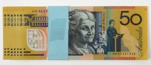 FIFTY DOLLARS, Fraser/Evans (1995) (R516) AM95327930/939, consecutive banknotes, (10), Uncirculated.