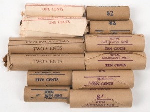 Various complete RAM Rolls, comprising ONE CENT 1990 (2, one split); TWO CENTS 1989 (2), FIVE CENTS 1983 (4), TEN CENTS 1989 (4). (Total: 12 Rolls).