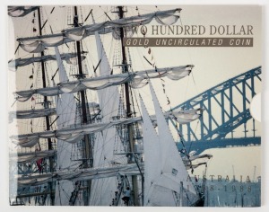 TWO HUNDRED DOLLARS, 1988 $200 gold Sydney Cove, uncirculated; in original pack.