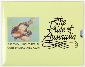 TWO HUNDRED DOLLARS, 1990 $200 gold "The Pride of Australia - Platypus", uncirculated; in original pack.