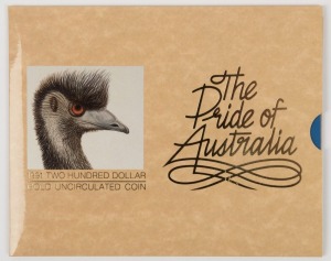 TWO HUNDRED DOLLARS, 1991 $200 gold "The Pride of Australia - Emu", uncirculated; in original pack.