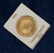 1987 $25 "Gold Nugget" 1/4 ounce proof depicting the "Golden Eagle". - 2