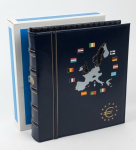 1999 - 2002 THE FIRST EURO COINS: Special Lighthouse binder housing a collection of the Uncirculated first Euro coins together with an Uncirculated set of the last pre-Euro coins from each of the original Euro-Zone countries: Austria, Belgium, Finland, Fr