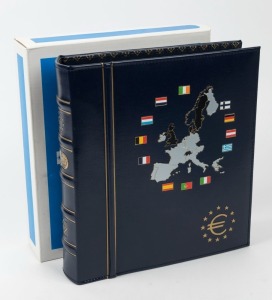 1999 - 2002 THE FIRST EURO COINS: Special Lighthouse binder housing a collection of the Uncirculated first Euro coins together with an Uncirculated set of the last pre-Euro coins from each of the original Euro-Zone countries: Austria, Belgium, Finland, France, Germany, Greece, Ireland, Italy, Luxembourg, Netherlands, Portugal & Spain.