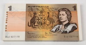 ONE DOLLAR, Johnston/Stone (1982) (R.78), DJJ 5027119/218, consecutive bundle of banknotes, (100), Unc.