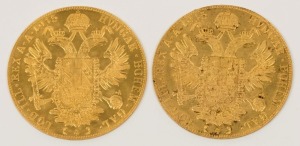 Austria - Coins: 4 Ducat Franz Josef, Gold 1915 restrikes, aUnc. (2 examples).