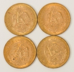Mexico - Coins: Five Pesos, Miguel Hidalgo, gold, 1955 (4 examples).