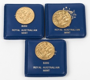 TWO HUNDRED DOLLARS, 1980 $200 gold Koala, uncirculated; in plastic pouches of issue. (3).