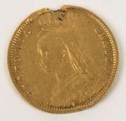 1887 Half Sovereign, Young head, Shield reverse, Sydney, damaged at top. - 2