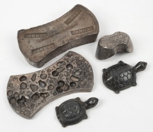 Group of five assorted silver??????? ingots, 3410 grams total.