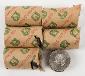 1991 25th Anniversary of Decimal Currency: Ramshead 50 Cent, one hundred coins, mainly in Armaguard Security Rolls. (100).