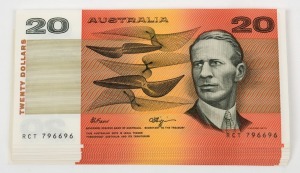 TWENTY DOLLARS, Fraser/Higgins (1989) (R.412). RCT796651/696 run of consecutive notes. Uncirculated. (46).