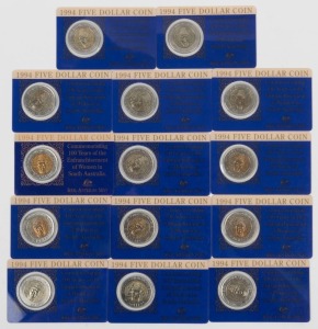 1994 FIVE DOLLARS Enfranchisement of Women Centenary bi-metal coin in encased card of issue, (14).