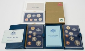RAM Proof sets: 1984 with original foams, 1985 in folder, 1986 in folder and 1988 in box of issue. (4 complete sets).