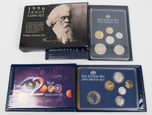 1996 "Father of Federation" 6 coin proof set in folder in original box; also, 2000 set in original folder. (2 items).