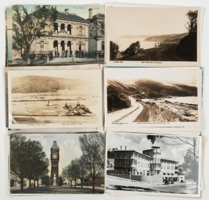 Postcards: VICTORIA - GREAT OCEAN ROAD & SURROUNDS: A collection including Lorne, Apollo Bay, Anglesea, Peterborough, etc., as well as images of Loch Ard Gorge, Lake Colac, Camperdown Clock Tower, cliffs, rest stops, bays, geological formations, etc. Publ