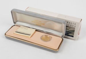 TWO HUNDRED DOLLARS, 1988 $200 gold "Sydney Cove" PROOF in original RAM presentation case with certificate.