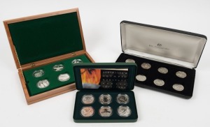 1985-93 $10 State Series set of 8 uncirculated silver coins in presentation box; $10 Birds of Australia 1989-94 set of 6 silver Proofs in presentation box; $10 Olympic Heritage set of 6 silver Proofs in presentation case.