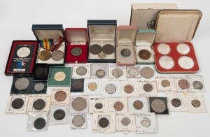 An accumulation including Australian, English, Italian, USA, Canada and a couple of ancients; also a WW1 medal pair and other items. (40+).