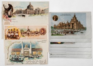 Postcards: EXHIBITIONS - UNITED STATES: A group of undivided-back postcards issued for the 1893 World's Columbian Exposition and 1904 St. Louis World's Fair. Featuring the various pavilions and their attendees, including the Palace of Transportation, Palace of Mines and Metallurgy, Palace of Electricity, etc. (Total: 12; 11 unused; 1 used to Tasmania)