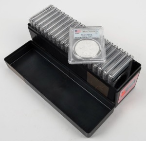 United States of America - Coins2019 $1 Silver Eagle PCGS MS70, twenty coins in individual PCGS slabs in a PGCS box.