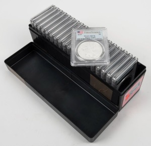 United States of America - Coins2019 $1 Silver Eagle PCGS MS70, twenty coins in individual PCGS slabs in a PGCS box.