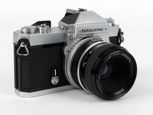 NIPPON KOGAKU: Nikon Nikkormat FT3 SLR camera [#FT3 6048555], circa 1977, with Nikkor 50mm f2 lens [#3526574].