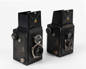 VOIGTLÄNDER: Two 1932 Brillant TLR cameras - one [#E138276] with Voigtar 75mm f9 lens and Brillant shutter, the other [#E63939] with Skopar 75mm f4.5 lens and Compur shutter [#2571127]. (2 cameras)