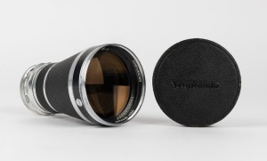 VOIGTLÄNDER: Super-Dynarex 200mm f4 telephoto lens [#6337450] with lens cap and 317/77 AR77 UV filter.