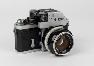 NIPPON KOGAKU: Nikon F Photomic SLR camera [#6551266], circa 1962, with Nikkor-S Auto 50mm f1.4 lens [#376089].