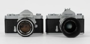 NIPPON KOGAKU: Two circa 1965 Nikon Nikkormat FT SLR cameras -&nbsp;one [#FT 3162279] with Nikkor-H&middot;C&nbsp;Auto 50mm f2 lens [#2233910] and&nbsp;lens hood, the other [#FT 3921513] with Nikkor-S Auto 50mm f1.4 lens [#793849].&nbsp;(2 cameras) - 2