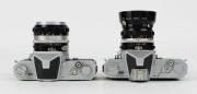 NIPPON KOGAKU: Two circa 1965 Nikon Nikkormat FT SLR cameras -&nbsp;one [#FT 3162279] with Nikkor-H&middot;C&nbsp;Auto 50mm f2 lens [#2233910] and&nbsp;lens hood, the other [#FT 3921513] with Nikkor-S Auto 50mm f1.4 lens [#793849].&nbsp;(2 cameras) - 4