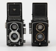 FRANKE & HEIDECKE: Two TLR cameras - one circa 1958&nbsp;Rolleicord&nbsp;Va&nbsp;[#1916262] with Xenar&nbsp;75mm f3.5 lens [#5531995], and one&nbsp;circa 1949&nbsp;Rolleicord II [#984595] with Triotar&nbsp;75mm f3.5 lens [#2721468] and metal lens cap. (2 cameras) - 2