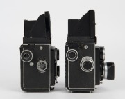 FRANKE & HEIDECKE: Two TLR cameras - one circa 1952 Rolleicord III with Xenar 75mm f3.5 lens [#2488994] and metal lens hood, and one circa 1936 Rolleicord Ia [#1167847] with Triotar 75mm f4.5 lens [#1953371]. (2 cameras) - 3