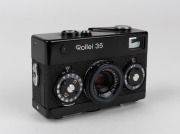 FRANKE & HEIDECKE: German-made black-body Rollei 35 compact camera, circa 1967, with Tessar&nbsp;40mm f3.5 lens [#4747907].