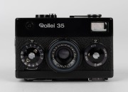 FRANKE & HEIDECKE: German-made black-body Rollei 35 compact camera, circa 1967, with Tessar&nbsp;40mm f3.5 lens [#4747907]. - 2