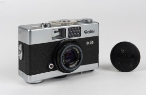 FRANKE & HEIDECKE: Rollei B35 compact camera, circa 1978, with Triotar 40mm f3.5 lens [#5406928] and plastic lens cap.