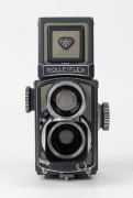 FRANKE & HEIDECKE: Rolleiflex 4x4 'Grey Baby' TLR camera [#2042275], circa 1958, with Xenar 60mm f3.5 lens [#5593784] and Synchro-Compur shutter, with metal lens hood. - 2