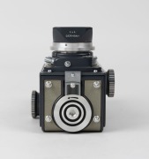 FRANKE & HEIDECKE: Rolleiflex 4x4 'Grey Baby' TLR camera [#2042275], circa 1958, with Xenar 60mm f3.5 lens [#5593784] and Synchro-Compur shutter, with metal lens hood. - 5