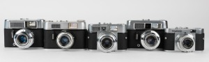 VOIGTLÄNDER: Five fixed-lens rangefinder cameras - one Vito Automatic, one Vito B, one Vitomatic II, one Vitoret D, and one Vito CLR. (5 cameras)