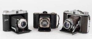 VARIOUS MANUFACTURERS: A selection of early-to-mid 20th-century horizontal-folding cameras, comprising models from Kodak, Crystar Optical, and Franka Werke. (3 cameras)