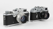 KRASNOGORSK: Two Leica-copy rangefinder&nbsp;cameras, one circa 1954 Zorki 3&nbsp;and one circa 1972&nbsp;Zorki-4K [#74118533], both with Jupiter-8 50mm f2 lenses. (2 cameras)