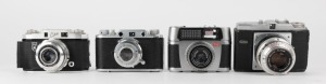 VARIOUS MANUFACTURERS: A selection of mid 20th-century fixed-lens cameras, comprising models from Braun, Ferrania, King, and Dacora. (4 items)